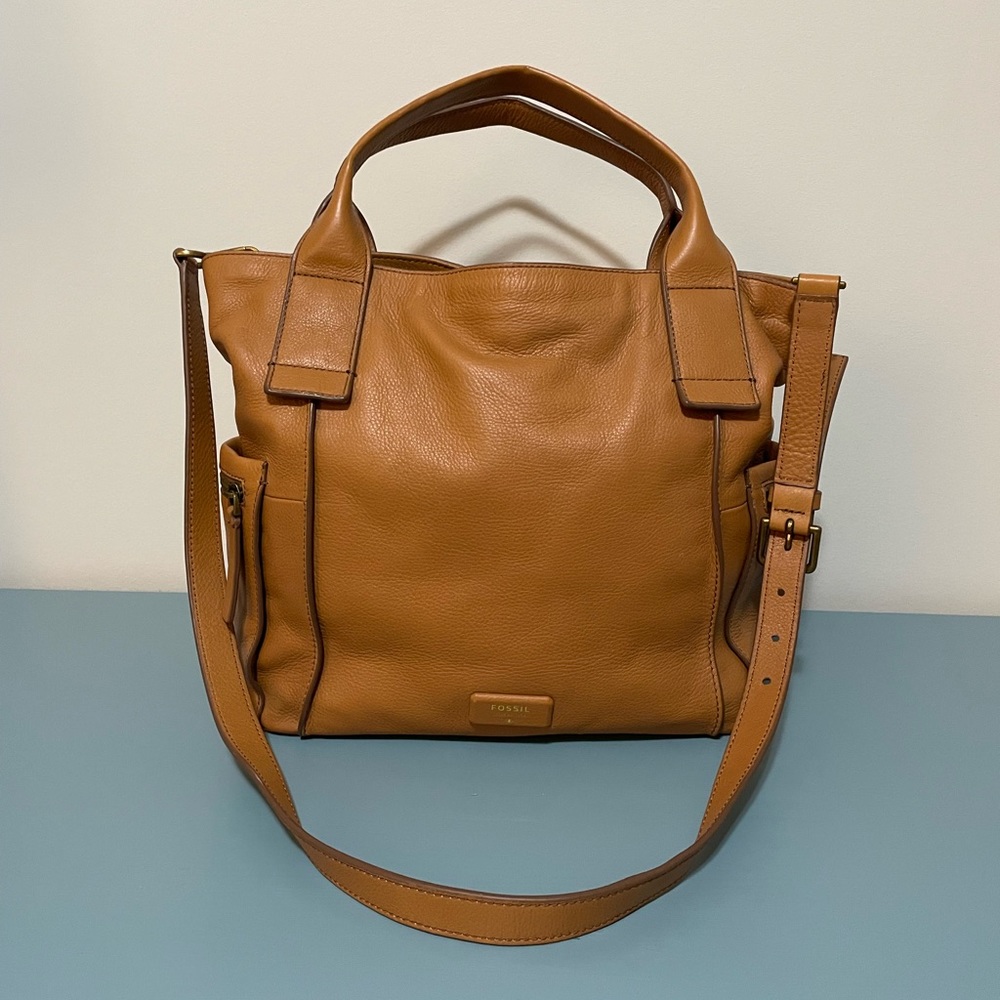 Fossil Cognac Leather Satchel *NEW without tags*
